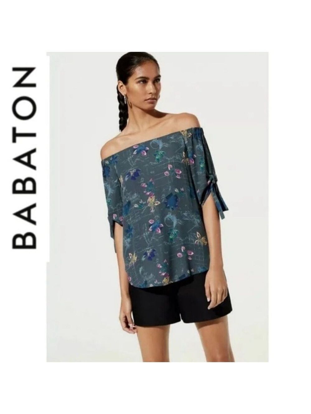 Aritzia Babaton Malik Off Shoulder Blouse Floral Size XS